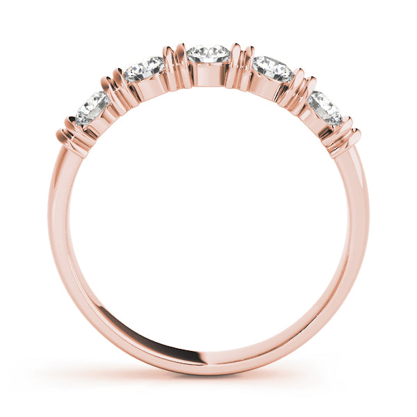 18K Rose Gold 5-Stone Diamond Wedding Ring