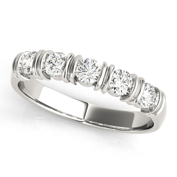 5-Stone Round Diamond Wedding Band