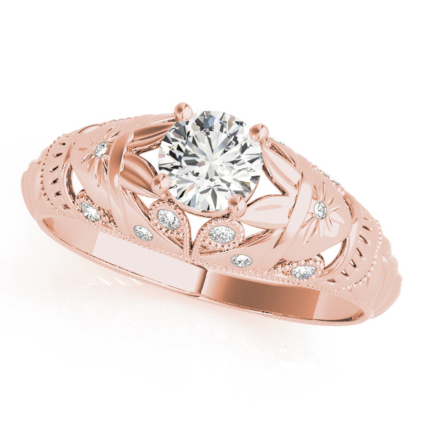 18K Rose Gold Vintage Diamond Engagement Ring 0.38ctw