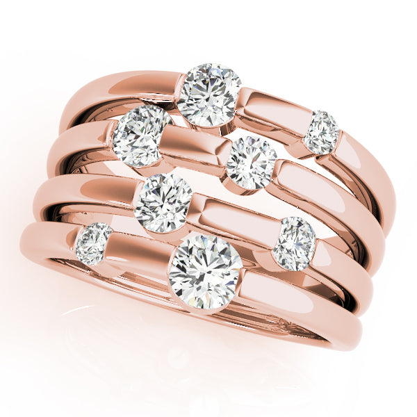 14K Rose Gold Round Diamond Fashion Ring
