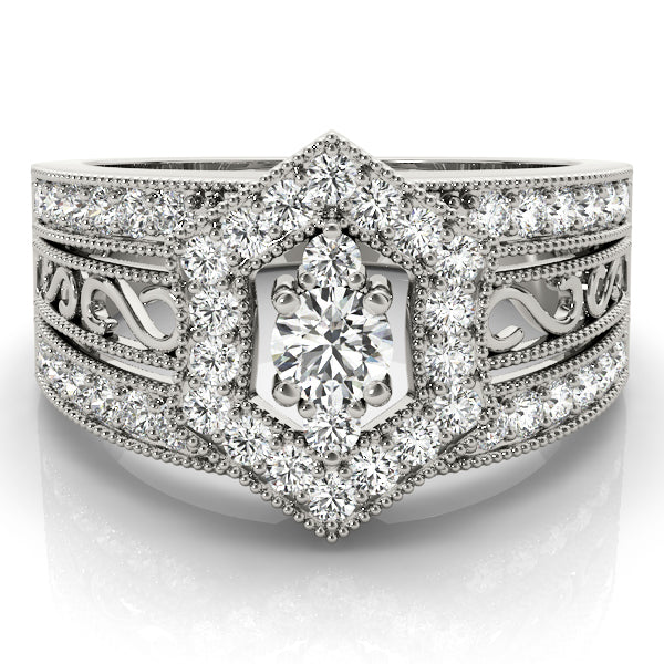 18K White Gold Round Diamond Fashion Ring