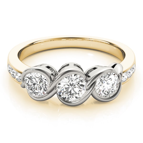 18K Yellow Gold 1 ct tw Three Stone Diamond Engagement Ring