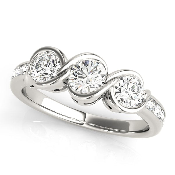 18K White Gold 1 ct tw Three Stone Diamond Engagement Ring