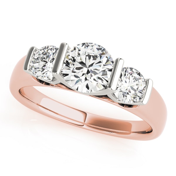 14K Rose Gold 1 1/4 ct tw Three Stone Diamond Engagement Ring