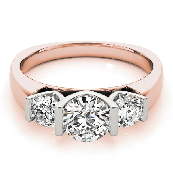 18K Rose Gold 1 1/4 ct tw Three Stone Diamond Engagement Ring