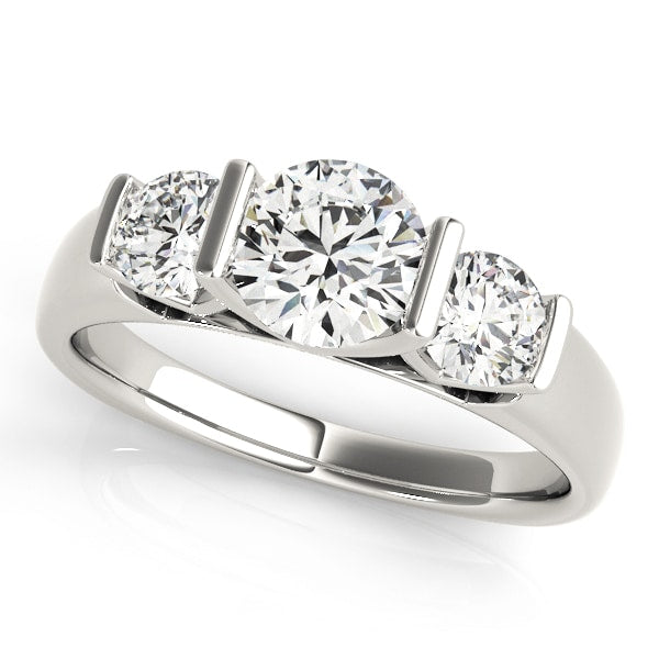 14K White Gold 1 1/4 ct tw Three Stone Diamond Engagement Ring