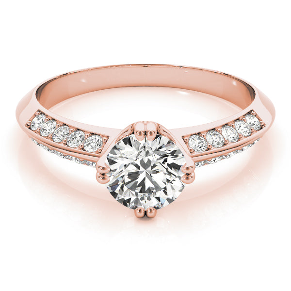14K Rose Gold Diamond Pave Engagement Ring 1 ctw