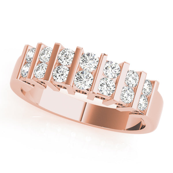 14K Rose Gold Round Diamond Wedding Ring