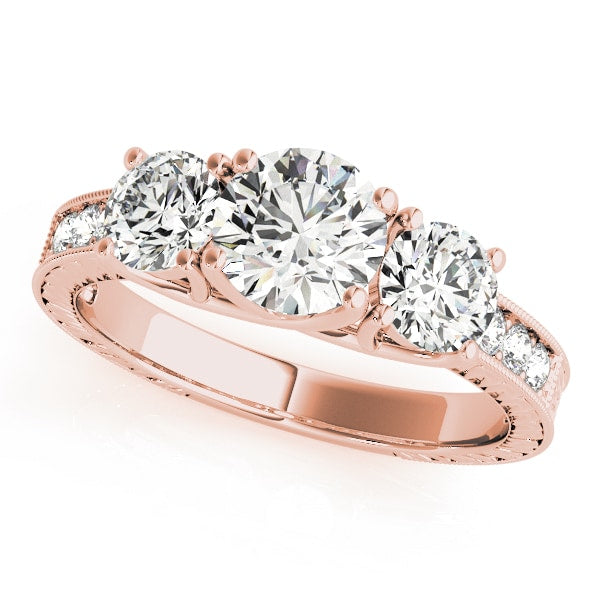 14K Rose Gold 2 3/8 ct tw Three Stone Diamond Engagement Ring