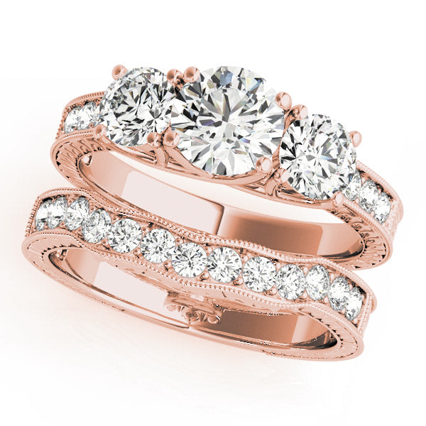 18K Rose Gold 2 3/8 ct tw Three Stone Diamond Engagement Ring