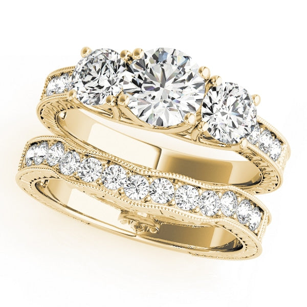 14K Yellow Gold 2 3/8 ct tw Three Stone Diamond Engagement Ring