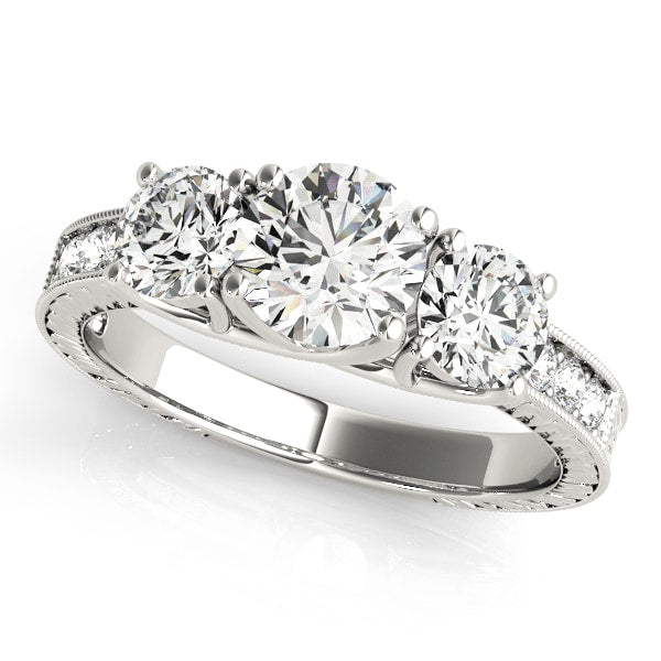 14K White Gold 2 3/8 ct tw Three Stone Diamond Engagement Ring