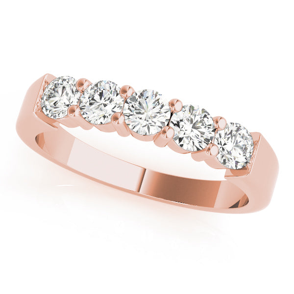 18K Rose Gold 5-Stone Diamond Wedding Ring