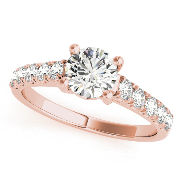 18K Rose Gold Round Diamond Trellis Ring