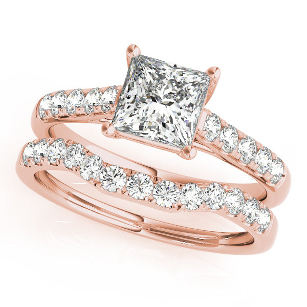14K Rose Gold 1 ct tw Trellis Diamond Engagement Ring