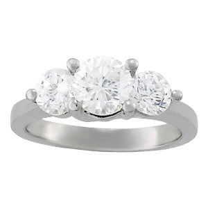 14K White Gold 1ctw Round Diamond Three-Stone Ring