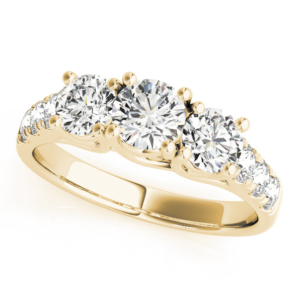 14K Yellow Gold 1 CT Diamond Three-Stone Engagement Ring