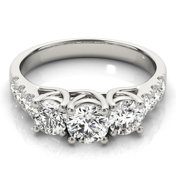 18K White Gold 1 ct Diamond Three-Stone Engagement Ring
