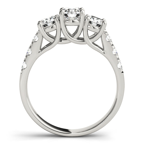 18K White Gold 1 ct Diamond Three-Stone Engagement Ring