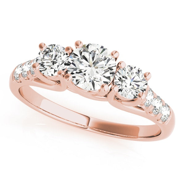 18K Rose Gold 1/2 ct tw Three Stone Diamond Engagement Ring