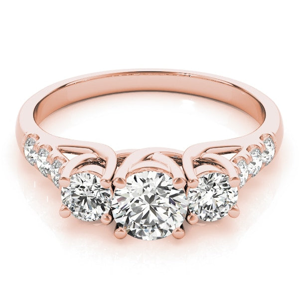 18K Rose Gold 1/2 ct tw Three Stone Diamond Engagement Ring