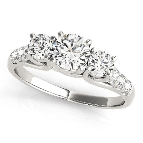 18K White Gold 1/2 ct tw Three Stone Diamond Engagement Ring