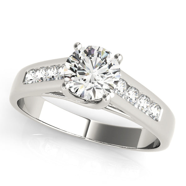 18K White Gold Round Diamond Trellis Engagement Ring