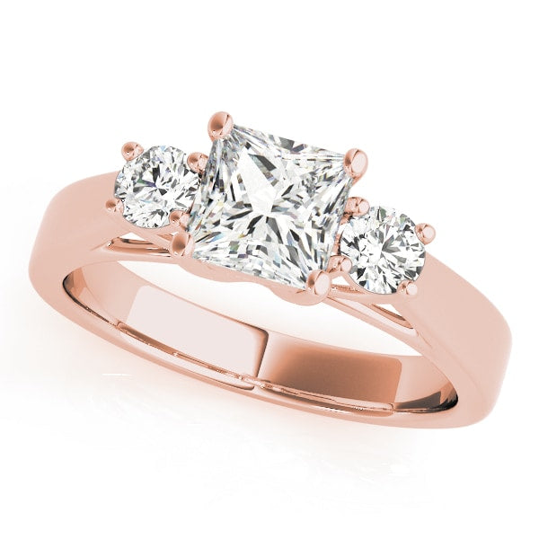 18K Rose Gold 1 ct tw Three Stone Diamond Engagement Ring