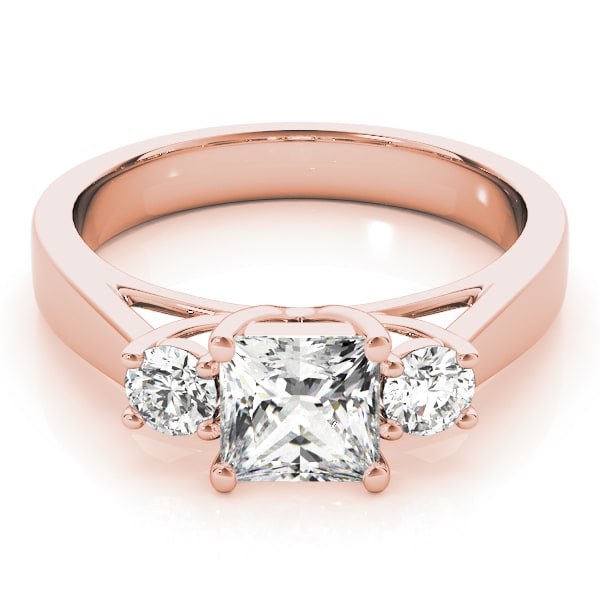 18K Rose Gold 1 ct tw Three Stone Diamond Engagement Ring