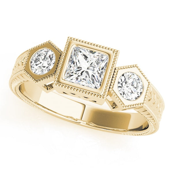 14K Yellow Gold 1 ct tw Three Stone Diamond Engagement Ring