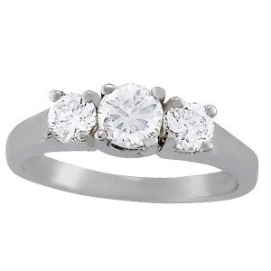 18K White Gold 1 ct tw Three Stone Diamond Engagement Ring