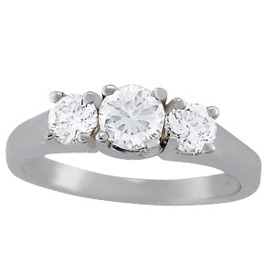 Round Diamond Three Stone Engagement Ring 1 CT