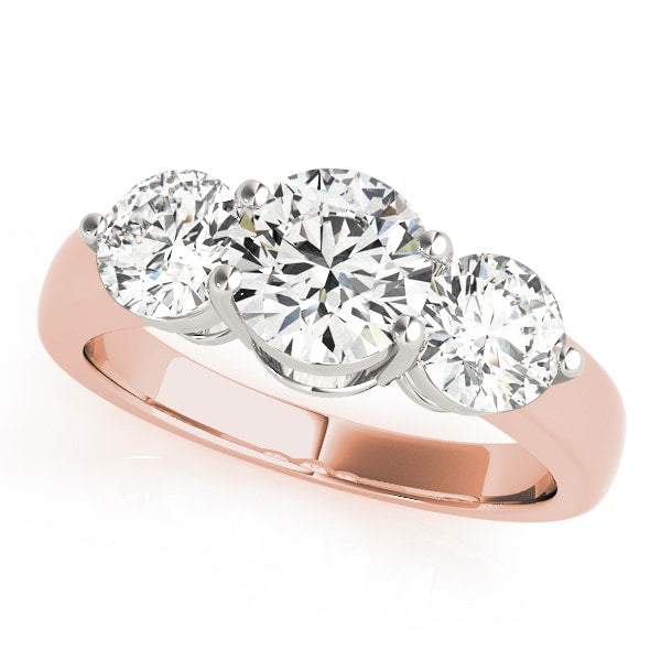 14K Rose Gold 2 ct tw Three Stone Diamond Engagement Ring