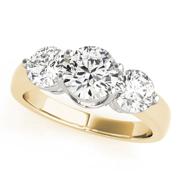 18K Yellow Gold 2 ct tw Three Stone Diamond Engagement Ring