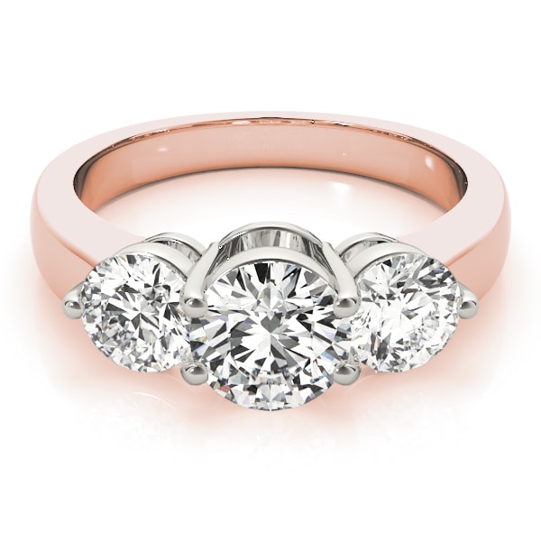 18K Rose Gold 2 ct tw Three Stone Diamond Engagement Ring