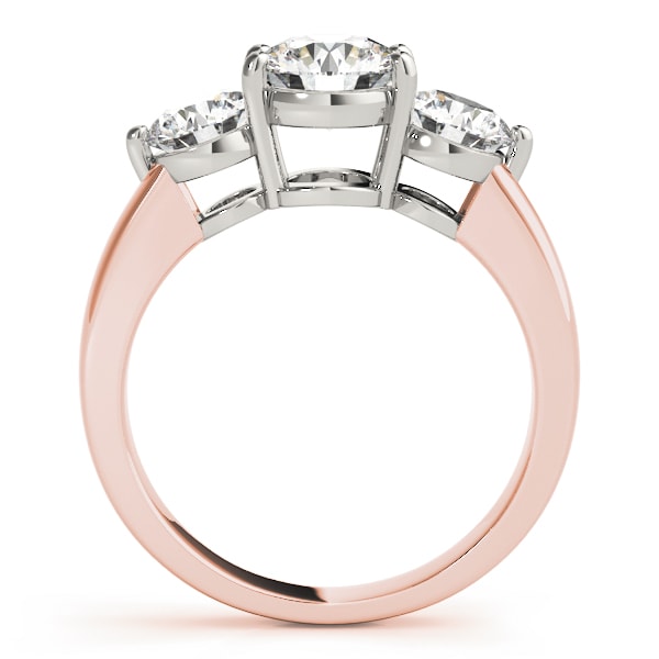 14K Rose Gold 2 ct tw Three Stone Diamond Engagement Ring
