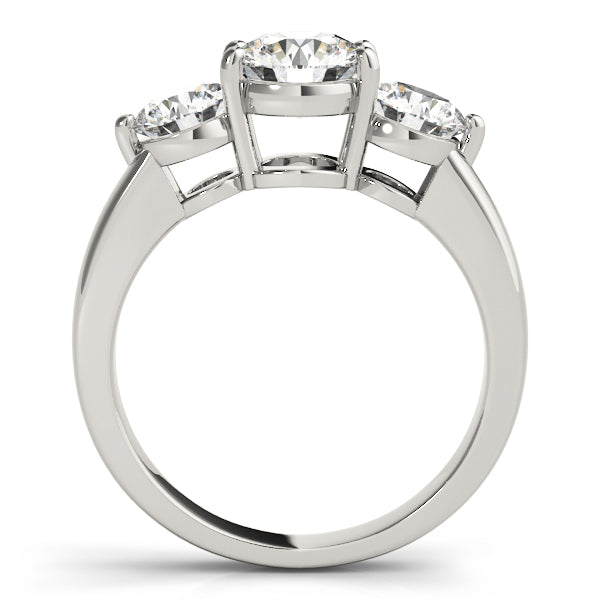 14K White Gold 2 CT Diamond Three-Stone Engagement Ring