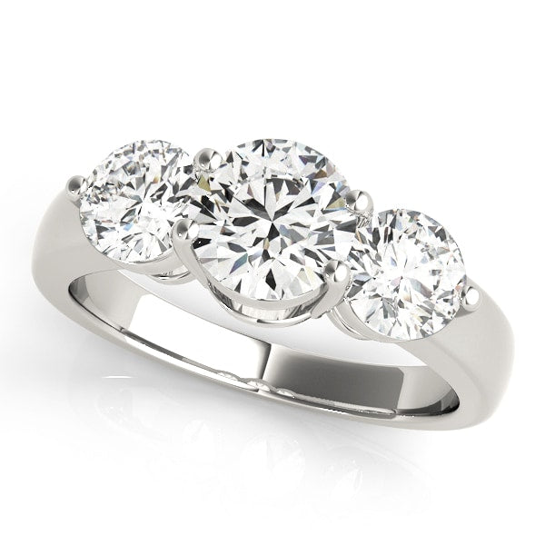 14K White Gold 2 ct tw Three Stone Diamond Engagement Ring