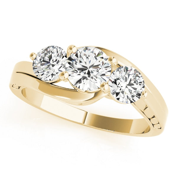 14K Yellow Gold 1 ct tw Three Stone Diamond Engagement Ring