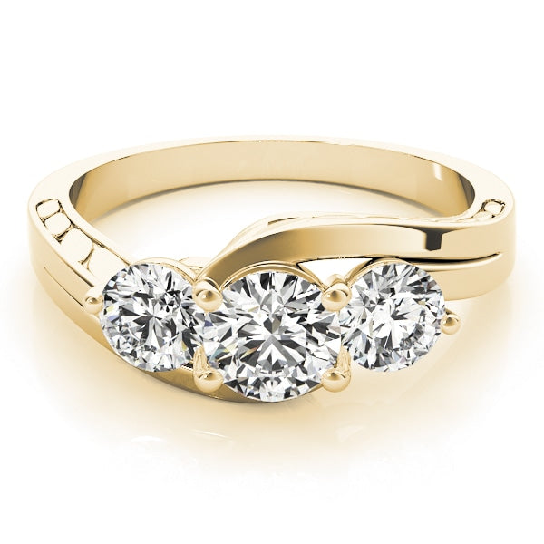 18K Yellow Gold 1 ct tw Three Stone Diamond Engagement Ring