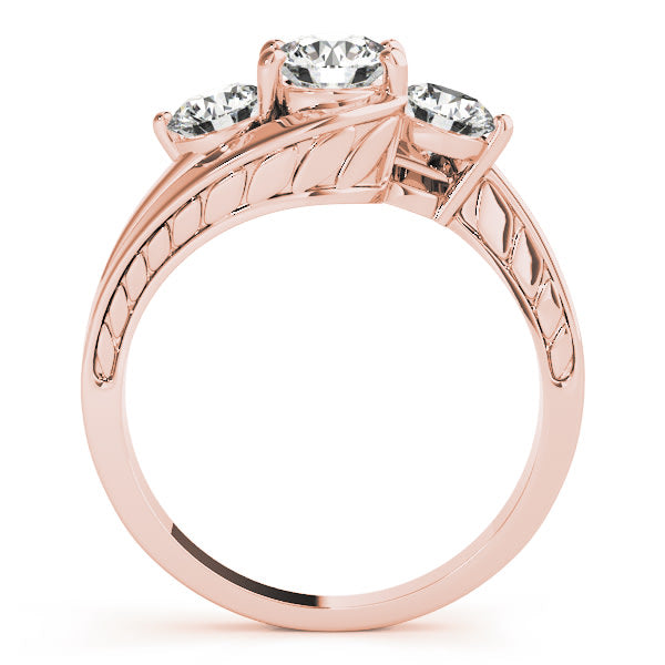 14K Rose Gold 1 ct tw Three Stone Diamond Engagement Ring