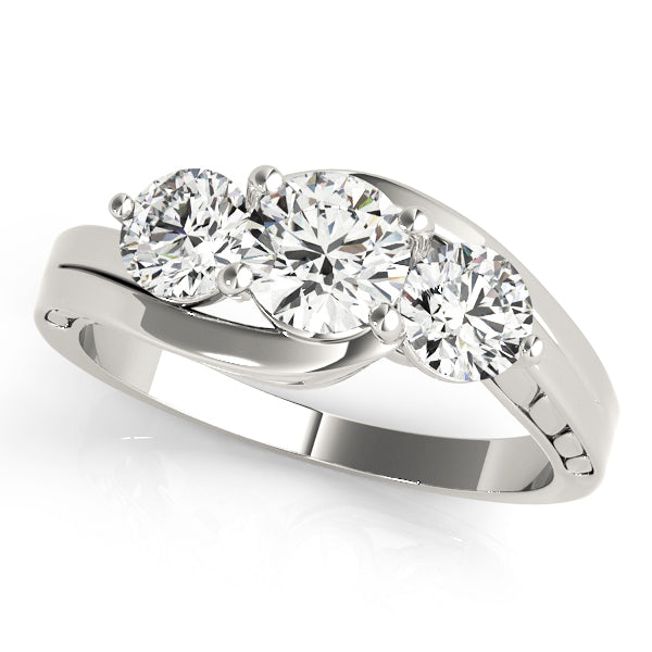 Platinum 1 ct Round Diamond Three-Stone Ring