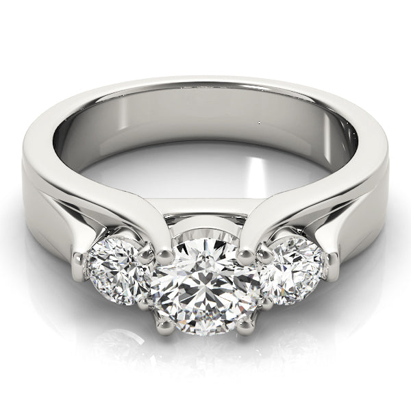 Platinum 1 CT Round Diamond Three-Stone Engagement Ring