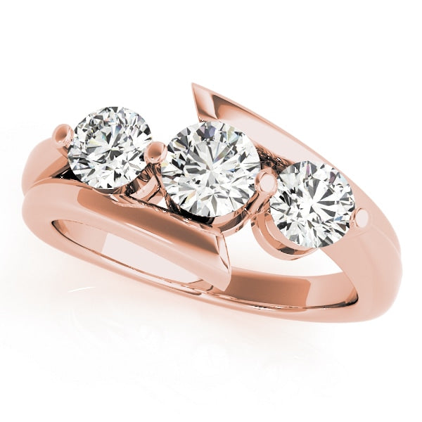 14K Rose Gold 1 ct tw Three Stone Diamond Engagement Ring