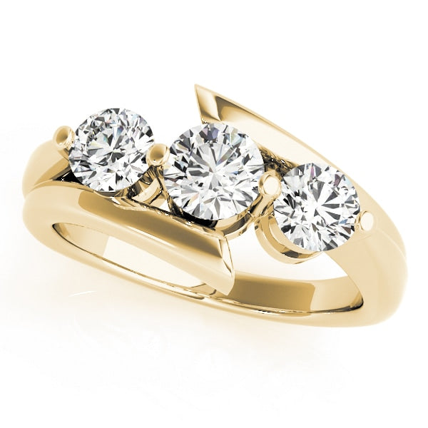 18K Yellow Gold 1 ct tw Three Stone Diamond Engagement Ring