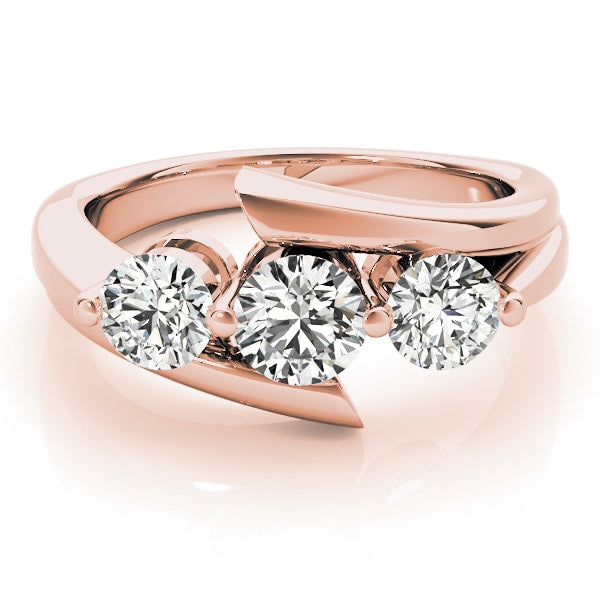 14K Rose Gold 1 ct tw Three Stone Diamond Engagement Ring