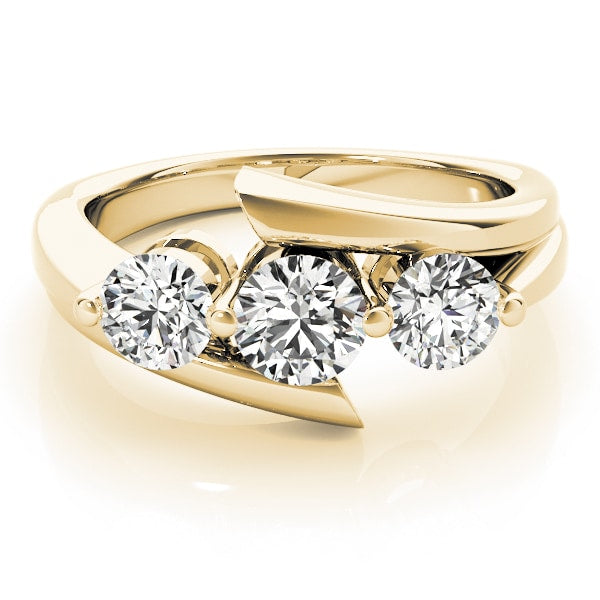 18K Yellow Gold 1 ct tw Three Stone Diamond Engagement Ring