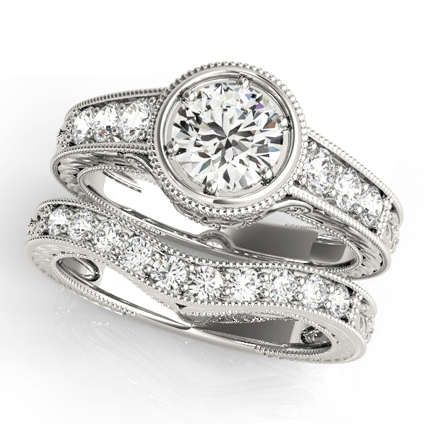 Vintage 18K White Gold Diamond Engagement Ring
