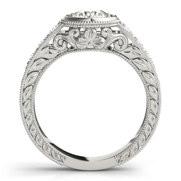 Platinum Vintage 3/4 CT Round Diamond Engagement Ring