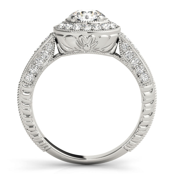 18K White Gold 0.88 ctw Round Diamond Halo Ring